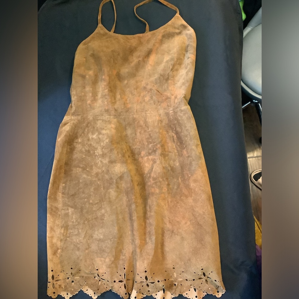 Newport News Style Works 100% leather lined mini dress size 14 waste 32 in